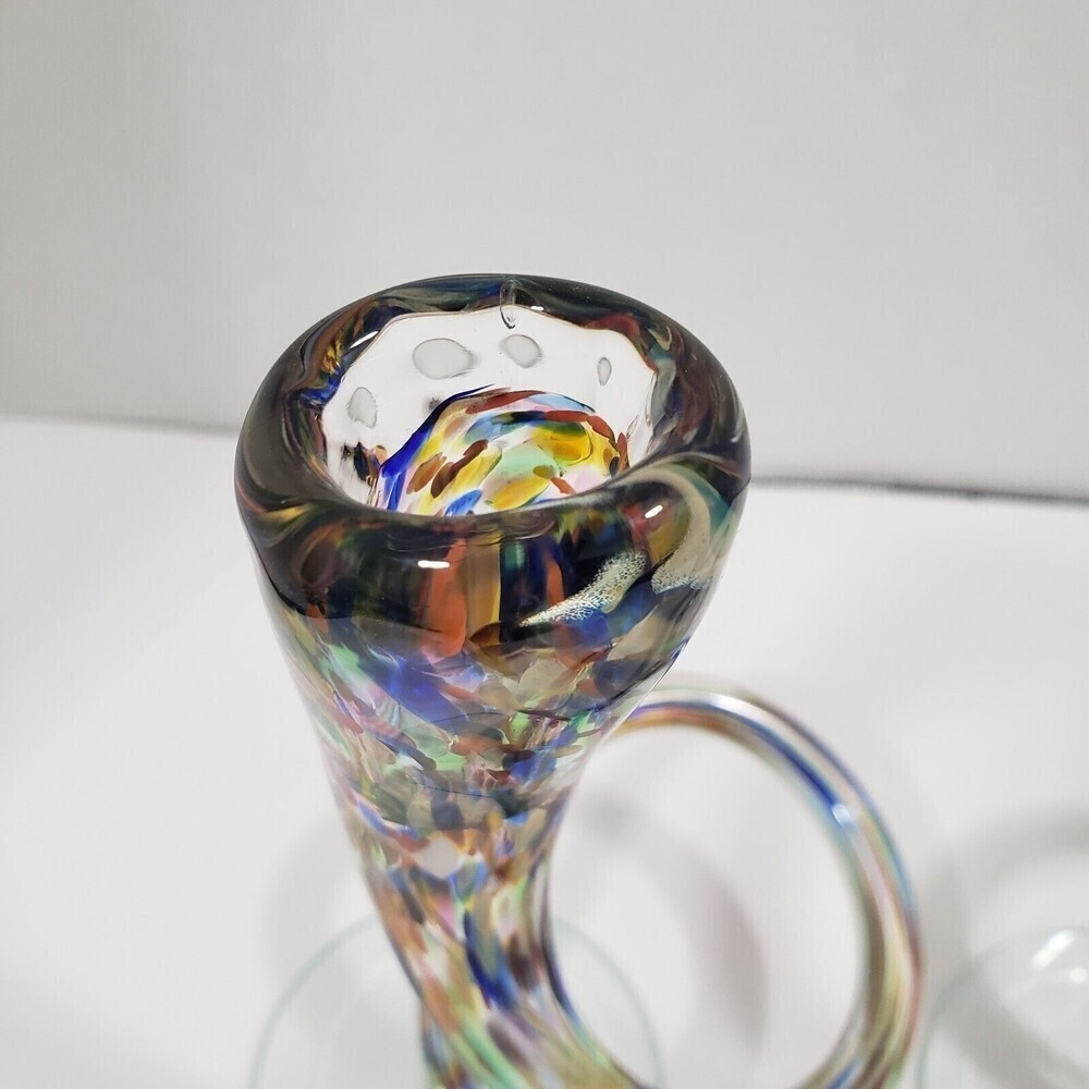 Vintage Candlesticks Hand Blown Michael Hudson Twisted Glass Confetti Set of 2 - Picture 11 of 15